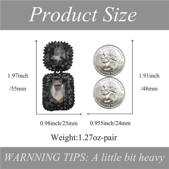 Vintage Rhinestone Statement Earrings Formal Crystal Drop Dangle Earrings - Picture 6 of 7